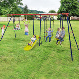 NNECW 7-in-1 Outdoor Swing Set with Ground Stakes for Garden/Backyard/Park