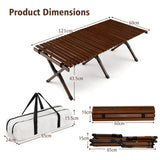 NNECW Folding Bamboo Camping Table with Carry Bag for BBQ &amp Party &amp Picnic &amp Hike-Coffee