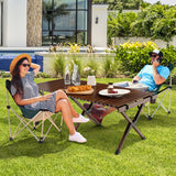 NNECW Folding Bamboo Camping Table with Carry Bag for BBQ &amp Party &amp Picnic &amp Hike-Coffee