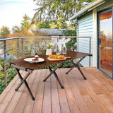 NNECW Folding Bamboo Camping Table with Carry Bag for BBQ &amp Party &amp Picnic &amp Hike-Coffee