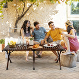NNECW Folding Bamboo Camping Table with Carry Bag for BBQ &amp Party &amp Picnic &amp Hike-Coffee