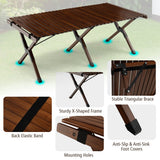 NNECW Folding Bamboo Camping Table with Carry Bag for BBQ &amp Party &amp Picnic &amp Hike-Coffee