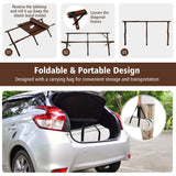 NNECW Folding Bamboo Camping Table with Carry Bag for BBQ &amp Party &amp Picnic &amp Hike-Coffee