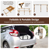 NNECW Folding Bamboo Camping Table with Carry Bag for BBQ &amp Party &amp Picnic &amp Hike-Natural
