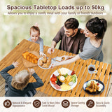 NNECW Folding Bamboo Camping Table with Carry Bag for BBQ &amp Party &amp Picnic &amp Hike-Natural