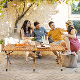 NNECW Folding Bamboo Camping Table with Carry Bag for BBQ &amp Party &amp Picnic &amp Hike-Natural
