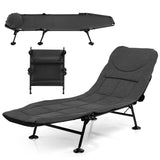 NNECW Folding Camping Cot with Detachable Mattress and 6-Position Adjustable Backrest for Camp/Office