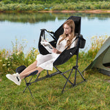 NNECW Folding Hammock Camping Chair with Retractable Footrest for Fishing Picnic