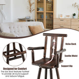 NNECW 360-degree Solid Fir Wood Swivel Bar Stool Chair for Dining Room Restaurant Pub