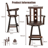 NNECW 360-degree Solid Fir Wood Swivel Bar Stool Chair for Dining Room Restaurant Pub