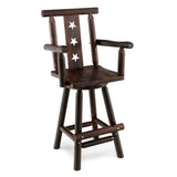 NNECW 360-degree Solid Fir Wood Swivel Bar Stool Chair for Dining Room Restaurant Pub