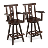 NNECW 360-degree Solid Fir Wood Swivel Bar Stool Chair for Dining Room Restaurant Pub
