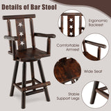 NNECW 360-degree Solid Fir Wood Swivel Bar Stool Chair for Dining Room Restaurant Pub