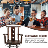 NNECW 360-degree Solid Fir Wood Swivel Bar Stool Chair for Dining Room Restaurant Pub