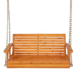 NNECW 2-Seater Outdoor Wooden Porch Swing for Front Porch Garden and Backyard