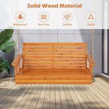NNECW 2-Seater Outdoor Wooden Porch Swing for Front Porch Garden and Backyard