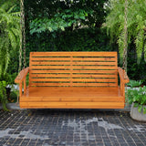 NNECW 2-Seater Outdoor Wooden Porch Swing for Front Porch Garden and Backyard