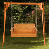 NNECW 2-Seater Outdoor Wooden Porch Swing for Front Porch Garden and Backyard