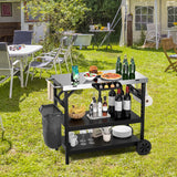 NNECW 3-tier Mobile Food Prep Cart with Adjustable Shelf