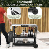NNECW 3-tier Mobile Food Prep Cart with Adjustable Shelf