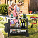 NNECW 3-tier Mobile Food Prep Cart with Adjustable Shelf