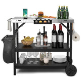 NNECW 3-tier Mobile Food Prep Cart with Adjustable Shelf