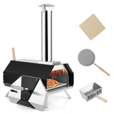 NNECW 12 Inch Outdoor Wood Fired Pizza Oven with Foldable Legs & Thermometer