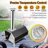 NNECW 12 Inch Outdoor Wood Fired Pizza Oven with Foldable Legs & Thermometer