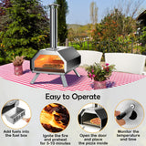 NNECW 12 Inch Outdoor Wood Fired Pizza Oven with Foldable Legs & Thermometer
