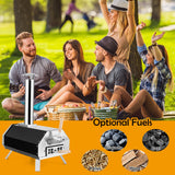 NNECW 12 Inch Outdoor Wood Fired Pizza Oven with Foldable Legs & Thermometer