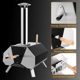 NNECW 12 Inch Outdoor Wood Fired Pizza Oven with Foldable Legs & Thermometer