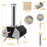 NNECW 12 Inch Outdoor Wood Fired Pizza Oven with Foldable Legs & Thermometer