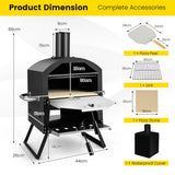 NNECW Outdoor Wood Fired Pizza Maker with Anti-scalding Handles and Waterproof Cover for Picnic/Party