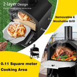 NNECW Outdoor Wood Fired Pizza Maker with Anti-scalding Handles and Waterproof Cover for Picnic/Party
