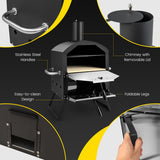 NNECW Outdoor Wood Fired Pizza Maker with Anti-scalding Handles and Waterproof Cover for Picnic/Party