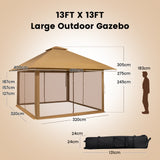 NNECW 4M x 4M Pop-up Gazebo Canopy with Zippered Netting Mesh Sidewalls-Golden
