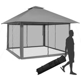NNECW 4M x 4M Pop-up Gazebo Canopy with Zippered Netting Mesh Sidewalls-Grey