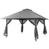 NNECW 4M x 4M Pop-up Gazebo Canopy with Zippered Netting Mesh Sidewalls-Grey