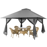 NNECW 4M x 4M Pop-up Gazebo Canopy with Zippered Netting Mesh Sidewalls-Grey