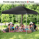NNECW 3 M x 3 M Outdoor Pop-up Canopy with Adjustable Height Wheeled Carry Bag for Beach Garden-Black