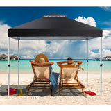 NNECW 3 M x 3 M Outdoor Pop-up Canopy with Adjustable Height Wheeled Carry Bag for Beach Garden-Black
