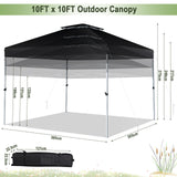 NNECW 3 M x 3 M Outdoor Pop-up Canopy with Adjustable Height Wheeled Carry Bag for Beach Garden-Black