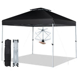 NNECW 3 M x 3 M Outdoor Pop-up Canopy with Adjustable Height Wheeled Carry Bag for Beach Garden-Black