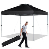 NNECW 3 M x 3 M Outdoor Pop-up Canopy with Adjustable Height Wheeled Carry Bag for Beach Garden-Black