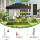 NNECW 3 M x 3 M Outdoor Pop-up Canopy with Adjustable Height Wheeled Carry Bag for Beach Garden-Black