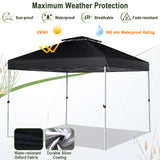 NNECW 3 M x 3 M Outdoor Pop-up Canopy with Adjustable Height Wheeled Carry Bag for Beach Garden-Black