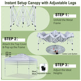 NNECW 3 M x 3 M Outdoor Pop-up Canopy with Adjustable Height Wheeled Carry Bag for Beach