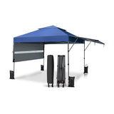 NNECW Outdoor Instant Pop-up Canopy Tent with Dual Half Awnings-Blue