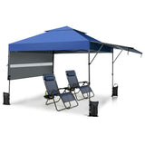 NNECW Outdoor Instant Pop-up Canopy Tent with Dual Half Awnings-Blue