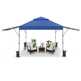 NNECW Outdoor Instant Pop-up Canopy Tent with Dual Half Awnings-Blue